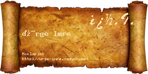 Ürge Imre névjegykártya